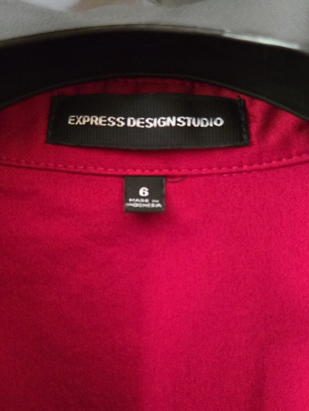 Express Red Button-Front Ruched Shirt Dress - Picture 2 of 9